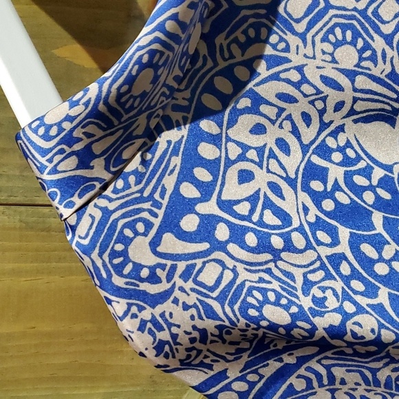 BLUE MIX BLOUSE MARKS & SPENCER LIMITED COLLECTION SIZE 12 INTERIOR LINED PLEATS - Picture 2 of 12